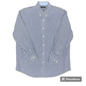 Men's NAUTICA Blue/White Gingham Button Down Long Sleeve Shirt- Size‎ Large